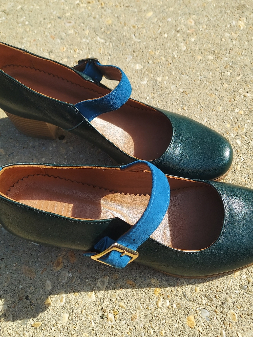 Julia Bo Joplin Mary Janes Premium Leather Green with Turquoise Strap Size EU 39 - Picture 2 of 11